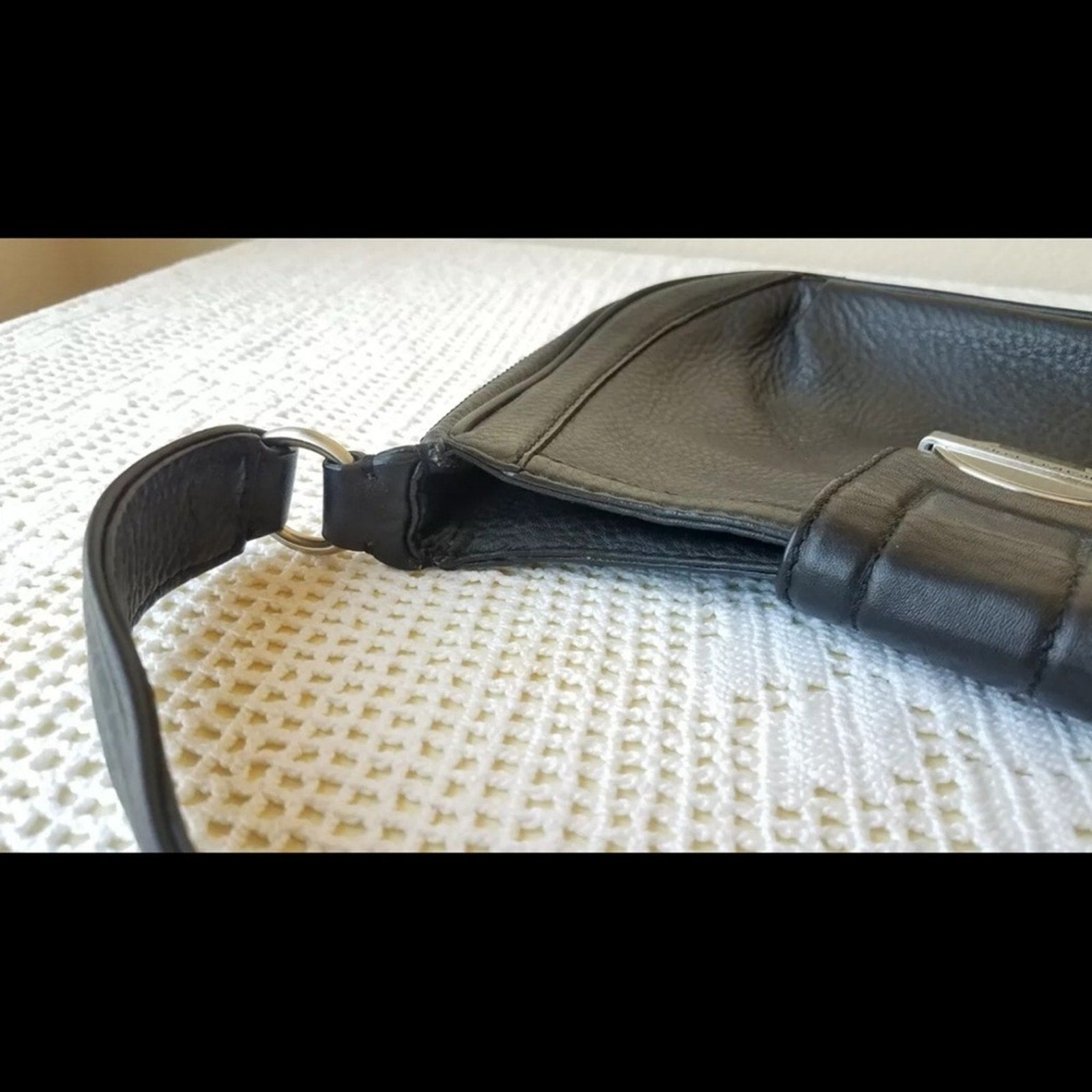 Michael Kors Black Leather Purse Handbag Snap Buckle Early 2000's Model