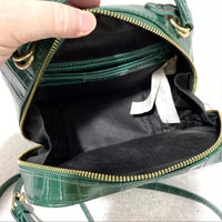 Zara green faux snakeskin moc croc crossbody bag top handle purse 2 way satchel