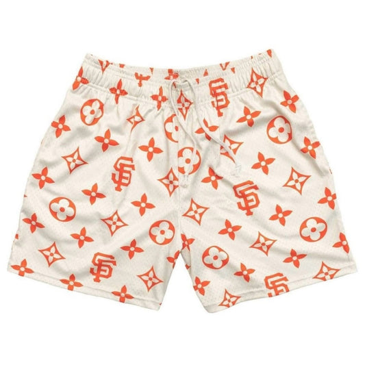 Bravest Studios - Louis Vuitton x SF Giants Orange Patterned Shorts, size - S