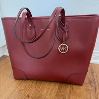 Michael Kors Saylor Large Leather Tote Handbag Purse, Brandy/Gold NWOT RARE