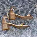 Betsey Johnson Gold Floral Heels - NEVER WORN NWOT