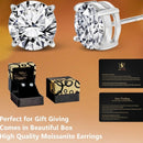 2 CTW Cushion Cut Moissanite 4 Prong Solitaire Stud Earring in 18K White Gold