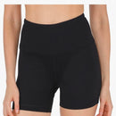 High-Waisted Black and Mauve Biker Shorts - Black/Iron Colors- 5”