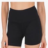 High-Waisted Black and Mauve Biker Shorts - Black/Iron Colors- 5”