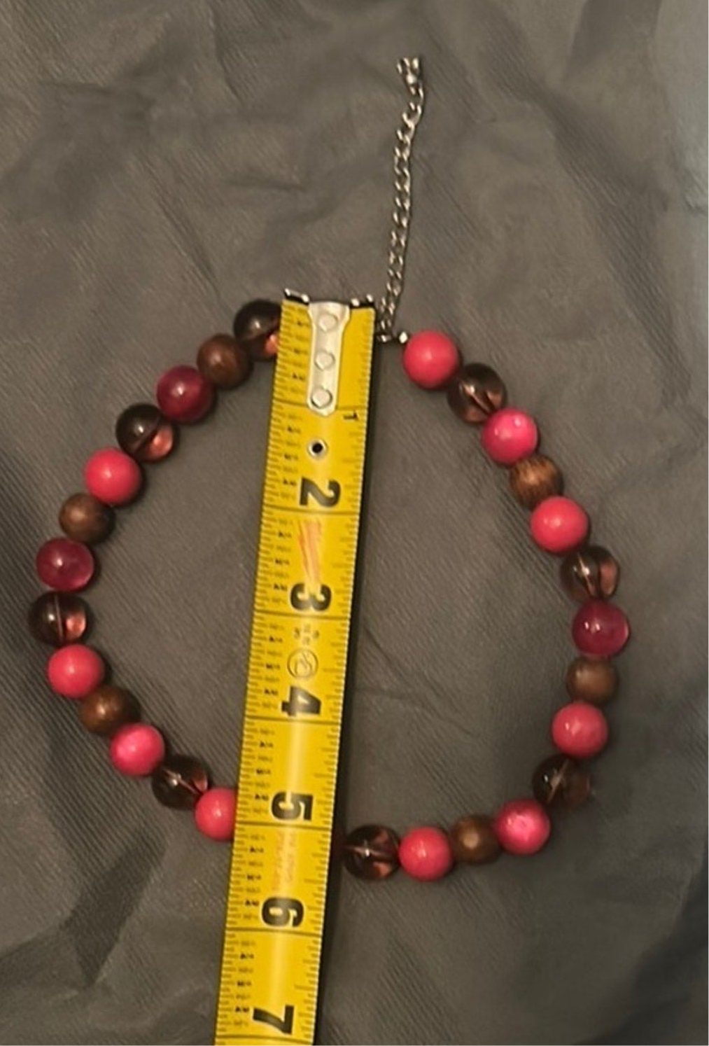 Colorful Pink, Red, & Brown Beaded Necklace