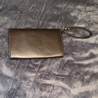 Elegant Brown Leather Wallet Wristlet