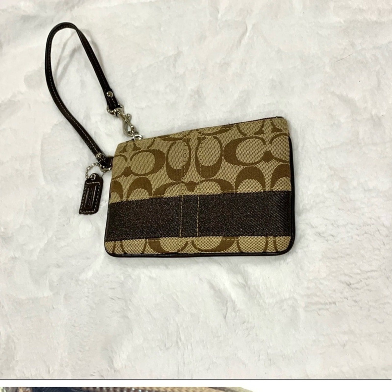 Coach Wristlet (40028 Signature Khaki/Mahogany Brown Canvas) Preowned