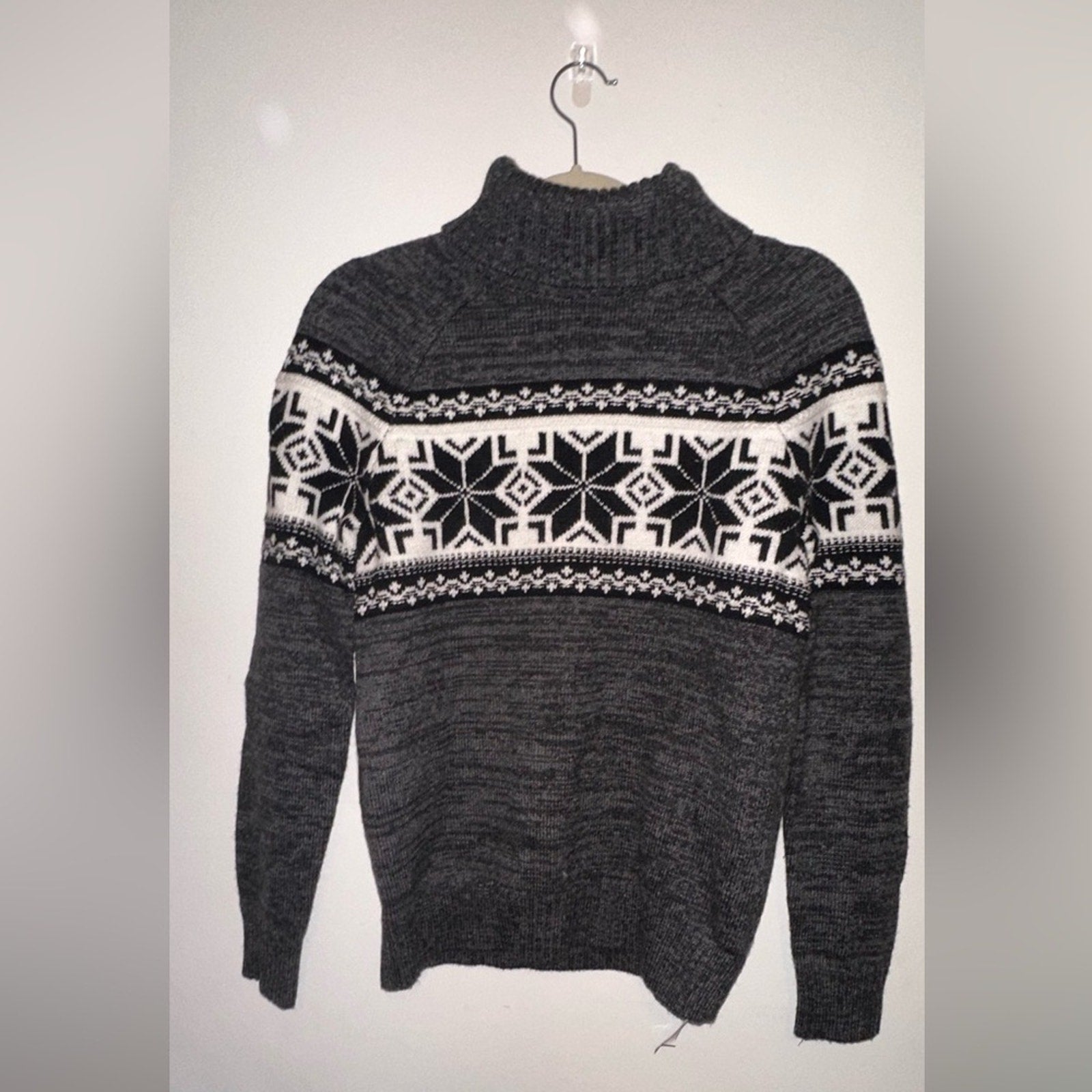 Lands End - Women’s Charcoal Gray Sweater with Nordic Pattern