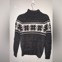 Lands End - Women’s Charcoal Gray Sweater with Nordic Pattern