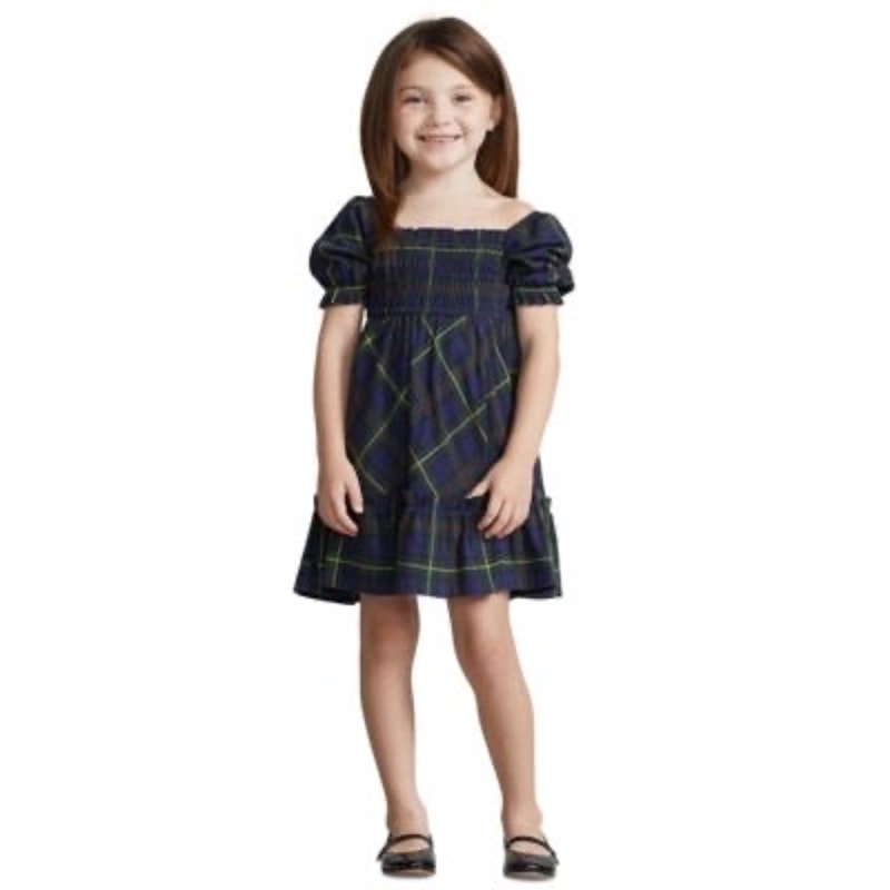 Ralph Lauren - Plaid Smocked Cotton Jersey Dress - Large (12/14)