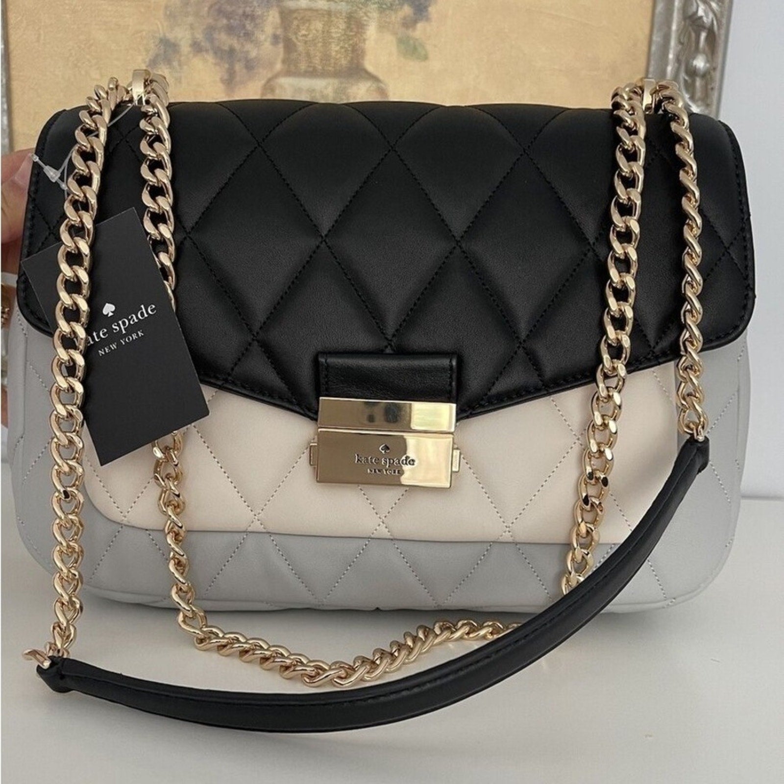 NWT Kate Spade ♠️ CAREY Colorblock Quilted Leather Bag  #KA762