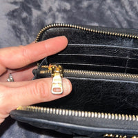 Miu Miu Black Quilted zip around Wallet with bow EUC