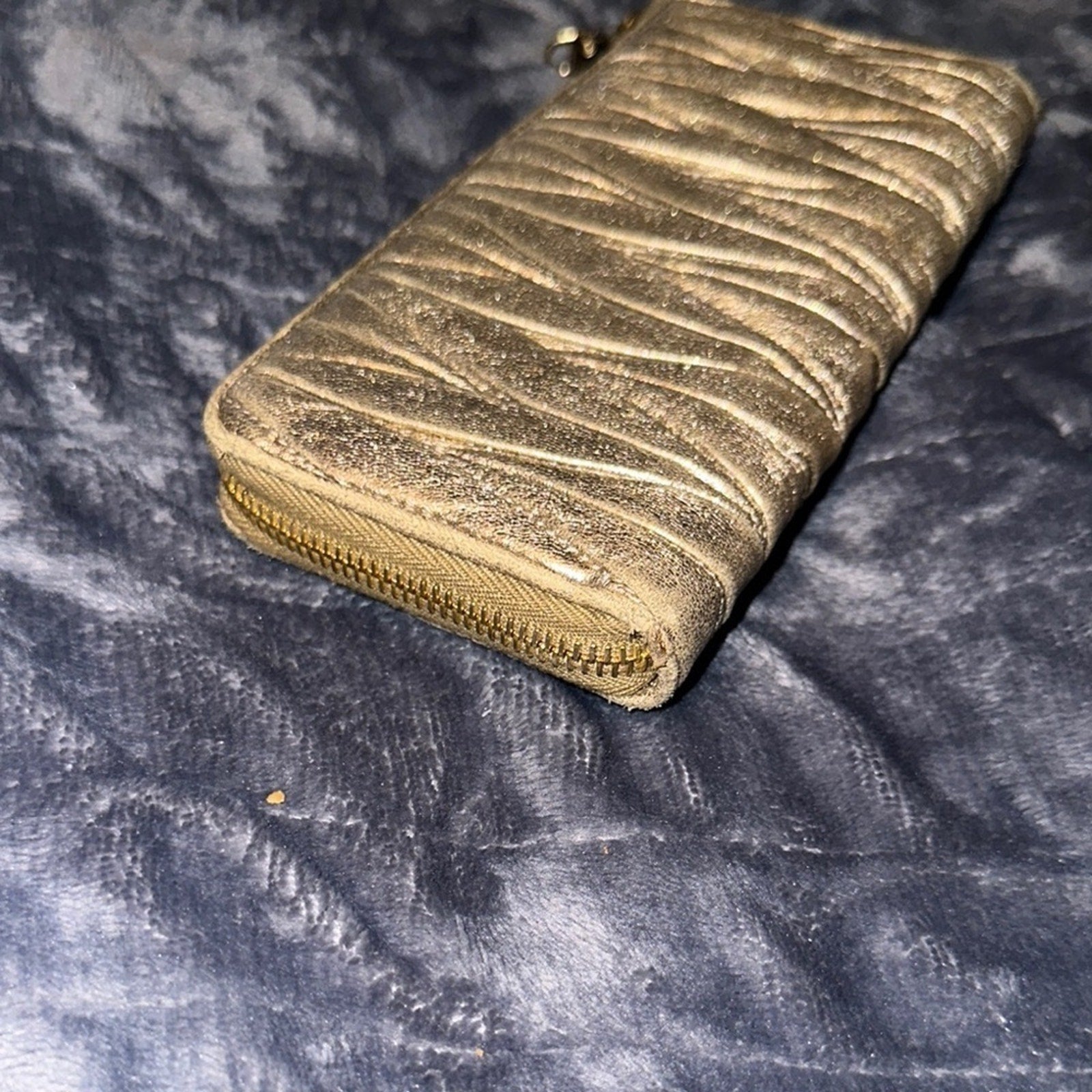 Miu Miu Metallic Gold Quilted Wallet