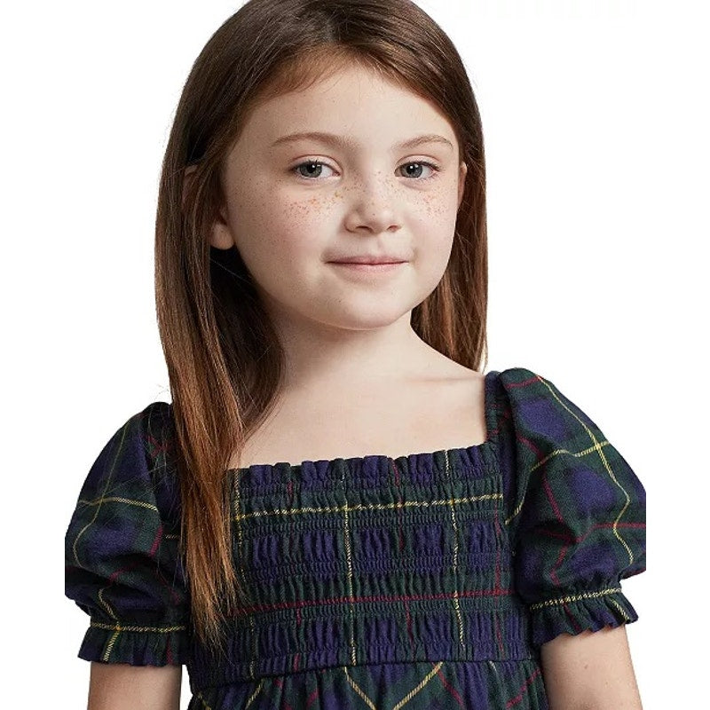 Ralph Lauren - Plaid Smocked Cotton Jersey Dress - Large (12/14)