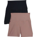 High-Waisted Black and Mauve Biker Shorts - Black/Iron Colors- 5”