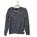 Lands End Drifter Sweater Size S Blue Marbled Cable Knit V-neck