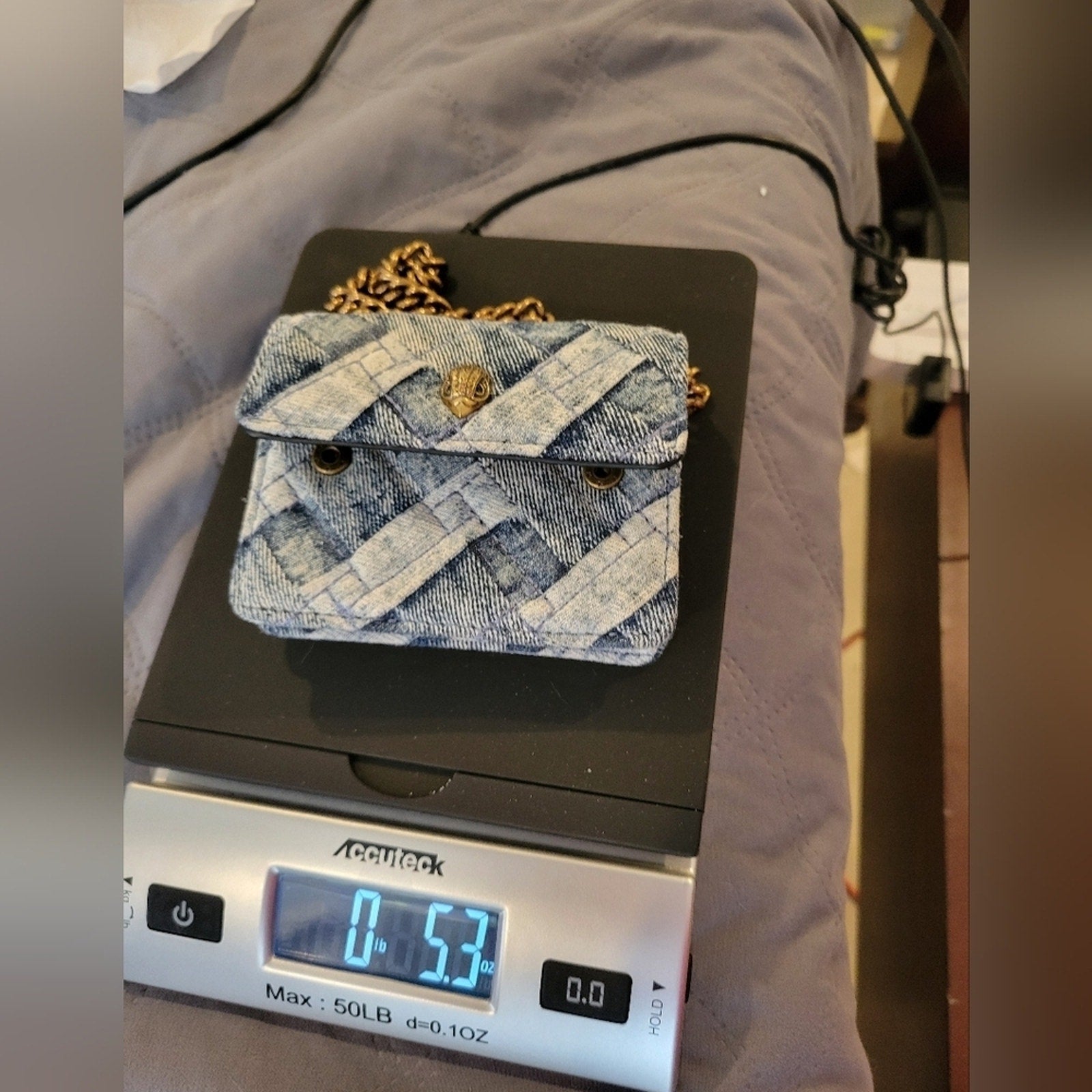 MICRO DENIM KENSINGTON BAG Kurt Geiger London NWOT