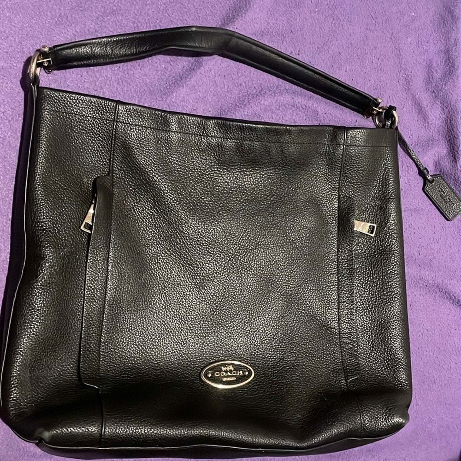 Coach Women's Scout Black Pebble Leather Hobo Bag