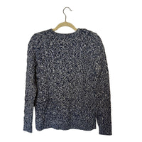 Lands End Drifter Sweater Size S Blue Marbled Cable Knit V-neck