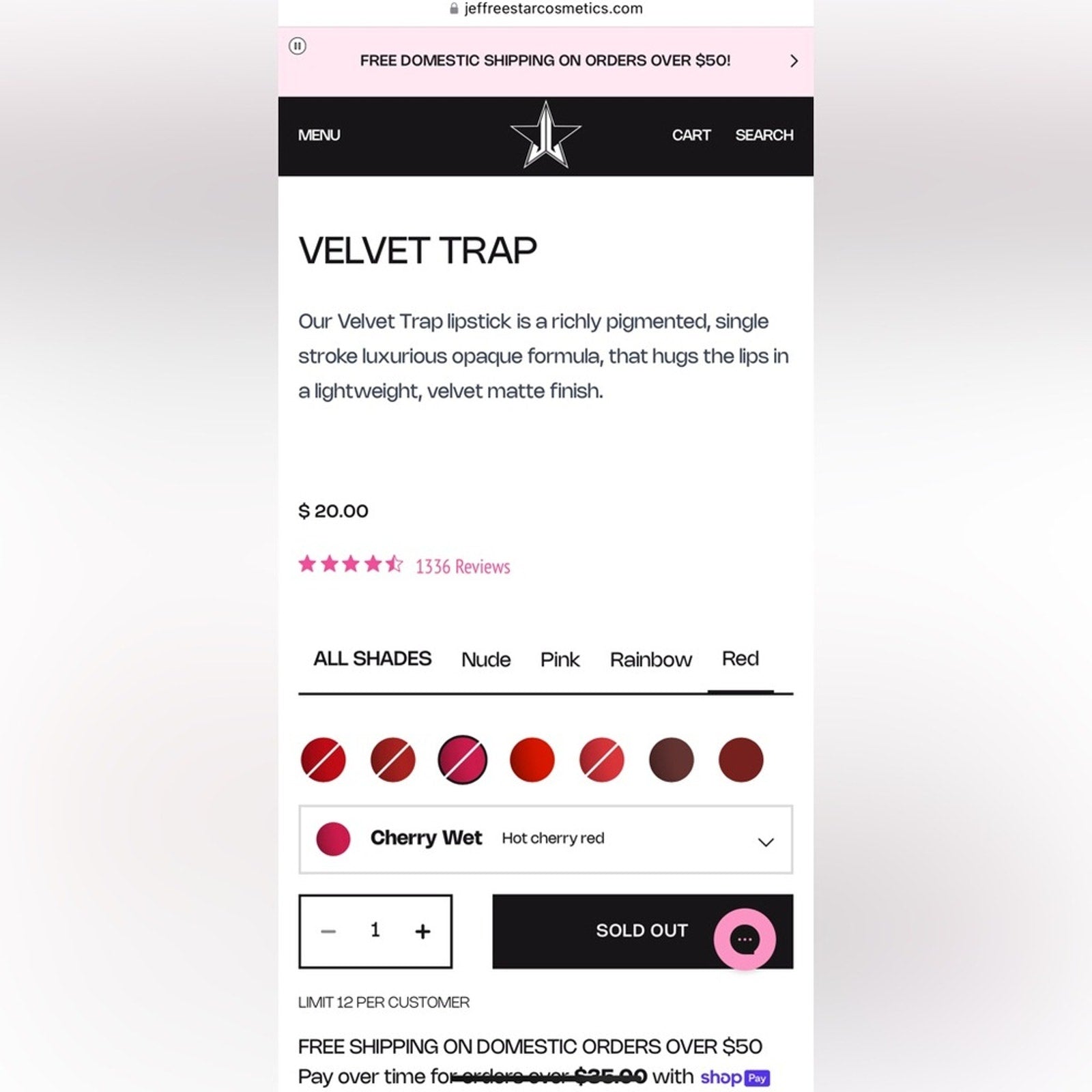 Jeffree Star Velvet Trap Lipstick 💄 (various shades - all sold out online)