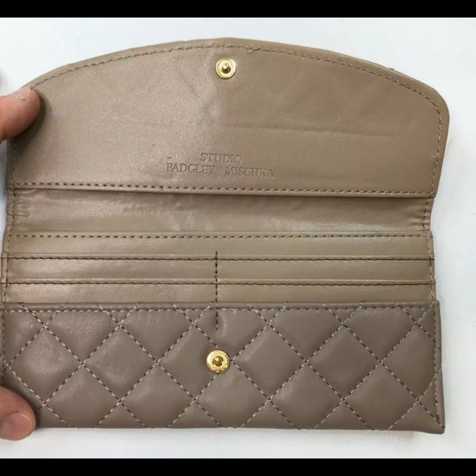 Badgley Mischka Taupe (tan) Card Holder Quilted Women's Wallet