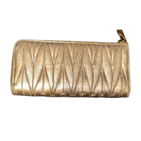 Miu Miu Metallic Gold Quilted Wallet