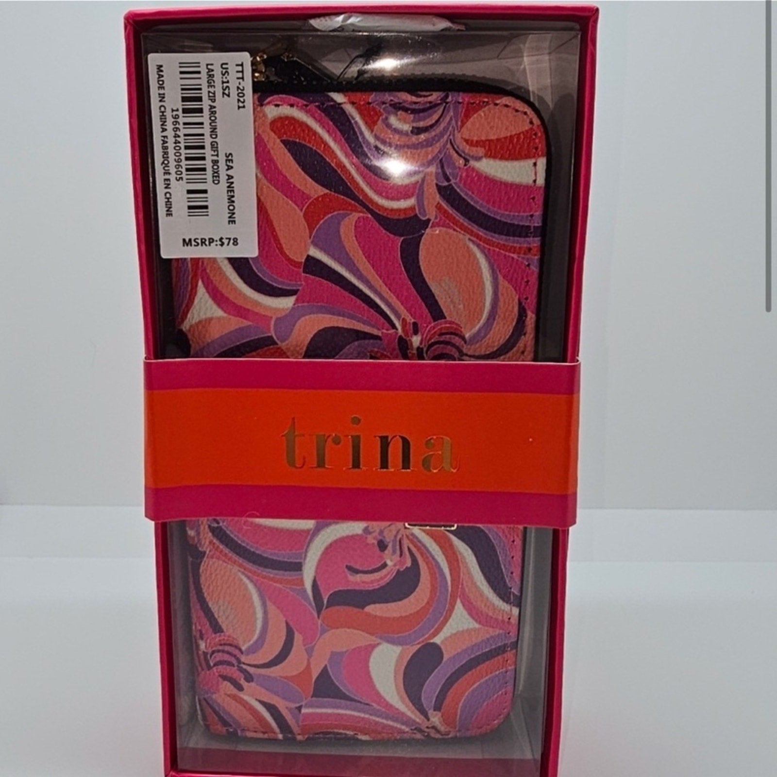 NWT Trina Turk Sea Anemone Long Zip Around Wallet