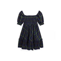 Ralph Lauren - Plaid Smocked Cotton Jersey Dress - Large (12/14)