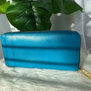 Michael Kors Jet Set Leather Zip Around Continental Wallet- Electric Blue NWOT