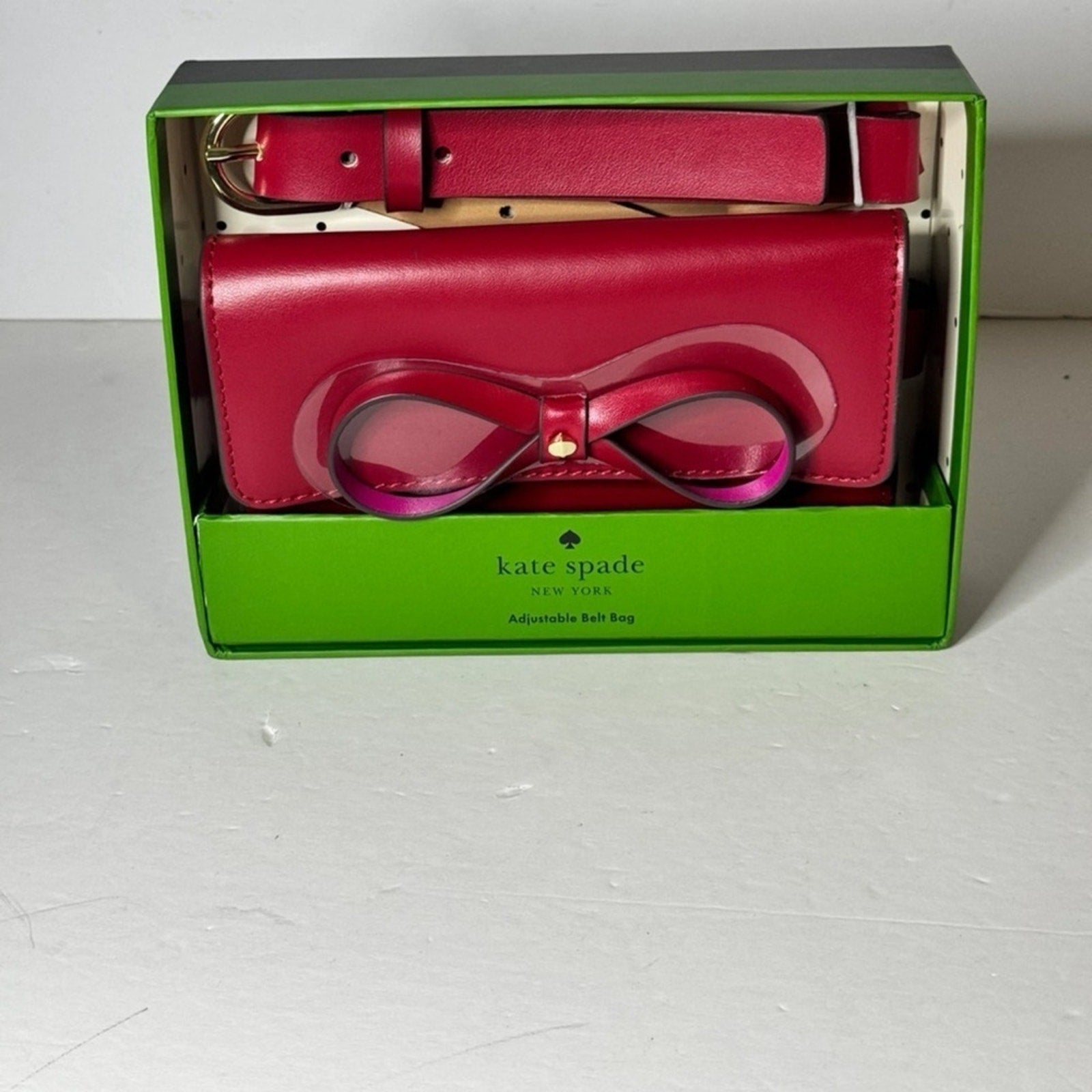 Kate Spade ♠️ Leather Waist Bag / Fanny Pack Belt Bag with Red Bow
