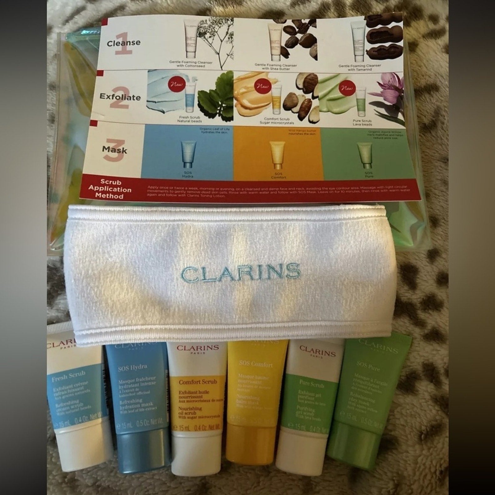 Clarins Travel 6 pc Skincare Set with Holographic Bag
