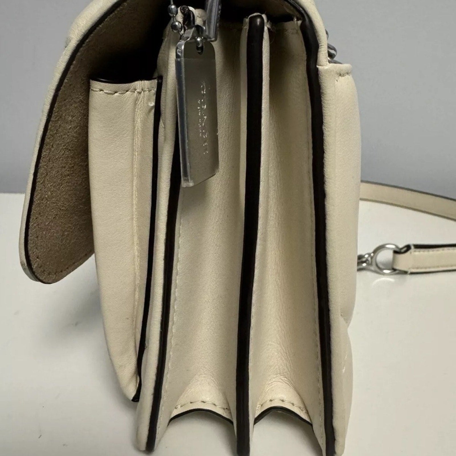 NWOT - Coach CJ526 Mini Klare Crossbody Puffy Diamond Quilting Chalk Leather