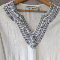 Cathy Daniels Top  Womens Large 3/4 Sleeve Embroidered V-neck Pullover Tunic NWT