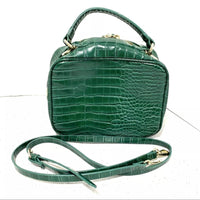 Zara green faux snakeskin moc croc crossbody bag top handle purse 2 way satchel