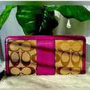 Coach Zip tan and purple wallet vintage EUC