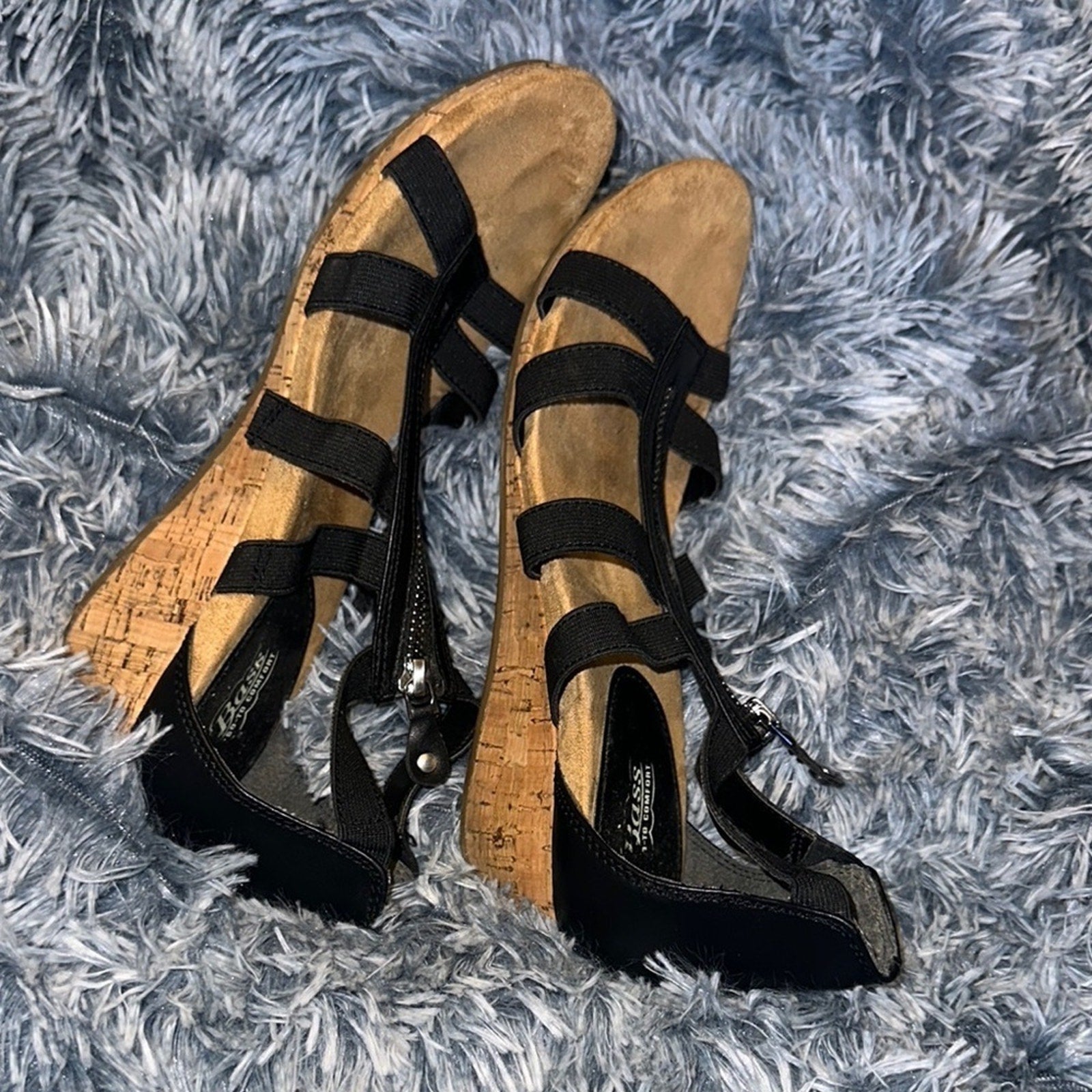 G.H. BASS & Co. brown Gladiator style WALK sandal ladies 8 1/2 M zip back comfy