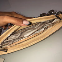 Croc-Embossed Tan Shoulder Bag