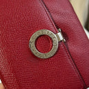 Bvlgari Red Textured Leather Compact Wallet with Silver hardware