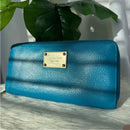 Michael Kors Jet Set Leather Zip Around Continental Wallet- Electric Blue NWOT