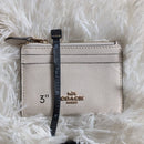 Coach, Mini Skinny ID Case, Crossgrain Leather, Chalk White, Gold Key Ring EUC
