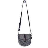 Coach Monogrammed Logo Buckle Small Crossbody Black/White/Silver Hardware