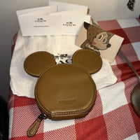 Disney X Coach C8581 Honeycomb Leather Disney Parks Mickey Mouse Ears Coin Case