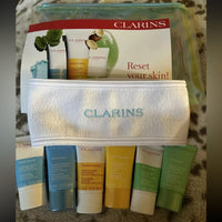 Clarins Travel 6 pc Skincare Set with Holographic Bag