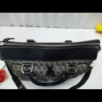 Vintage Dooney & Bourke Gray Canvas w/Black Leather trim