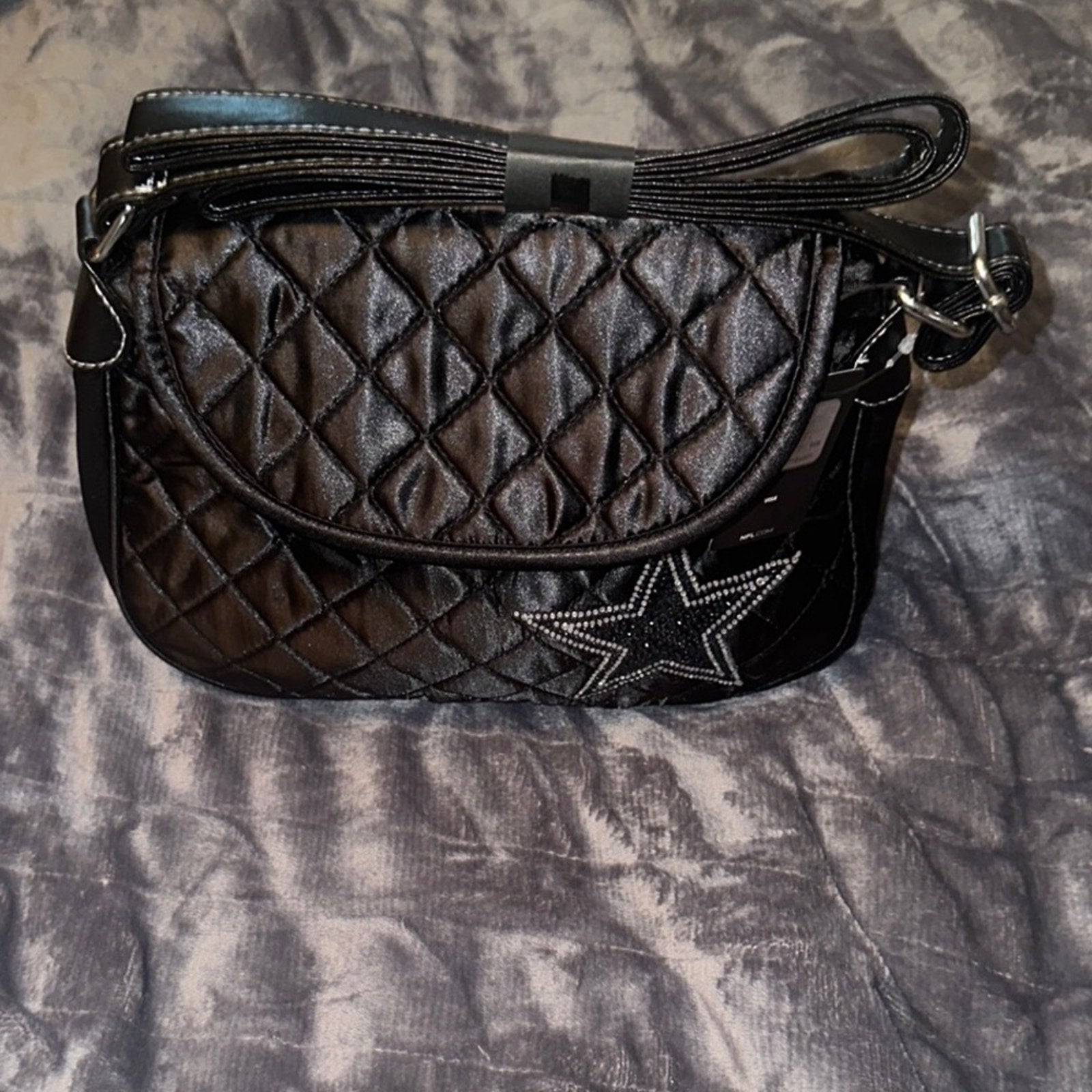 NFL Dallas Cowboys Black Quilted Star Embellished Shoulder Bag