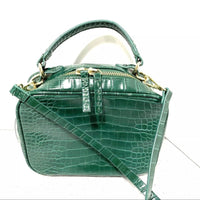 Zara green faux snakeskin moc croc crossbody bag top handle purse 2 way satchel