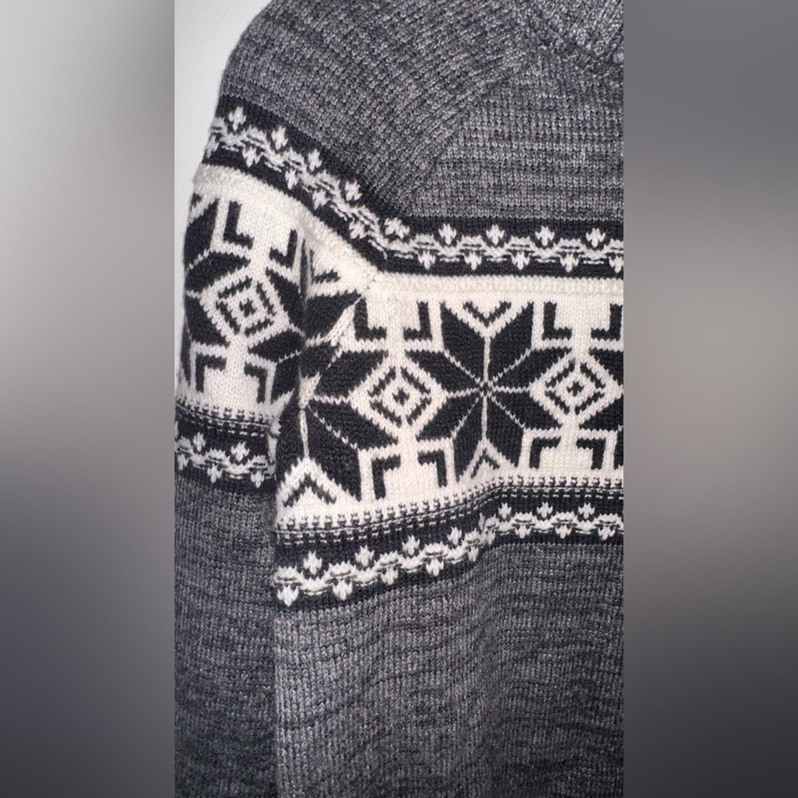 Lands End - Women’s Charcoal Gray Sweater with Nordic Pattern