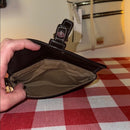 Coach Wristlet Wallet Solid Black Clutch Pouch Smooth Leather Buckle Small