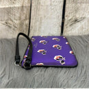 Coach | Bramble Floral Rose Print Purple Leather Zip Wristlet EUC