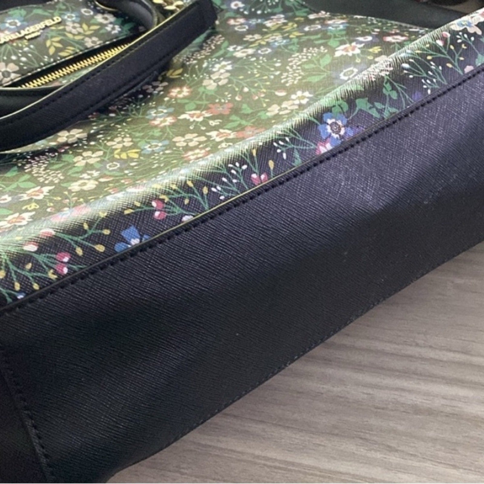 Karl Lagerfeld Black and Green Tote Bag NWOT